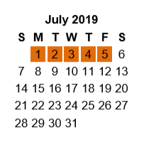 District School Academic Calendar for Dogan Middle for July 2019