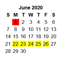 District School Academic Calendar for Owens Elementary for June 2020