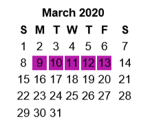 District School Academic Calendar for Peete Elementary for March 2020