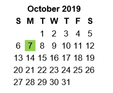 District School Academic Calendar for Dogan Middle for October 2019