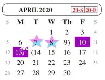 District School Academic Calendar for Henry Cuellar Elementary for April 2020