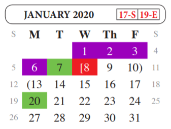District School Academic Calendar for United Step Academy for January 2020