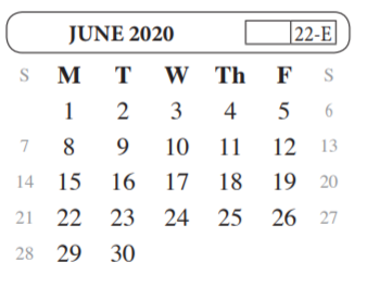 District School Academic Calendar for Gutierrez Elementary for June 2020