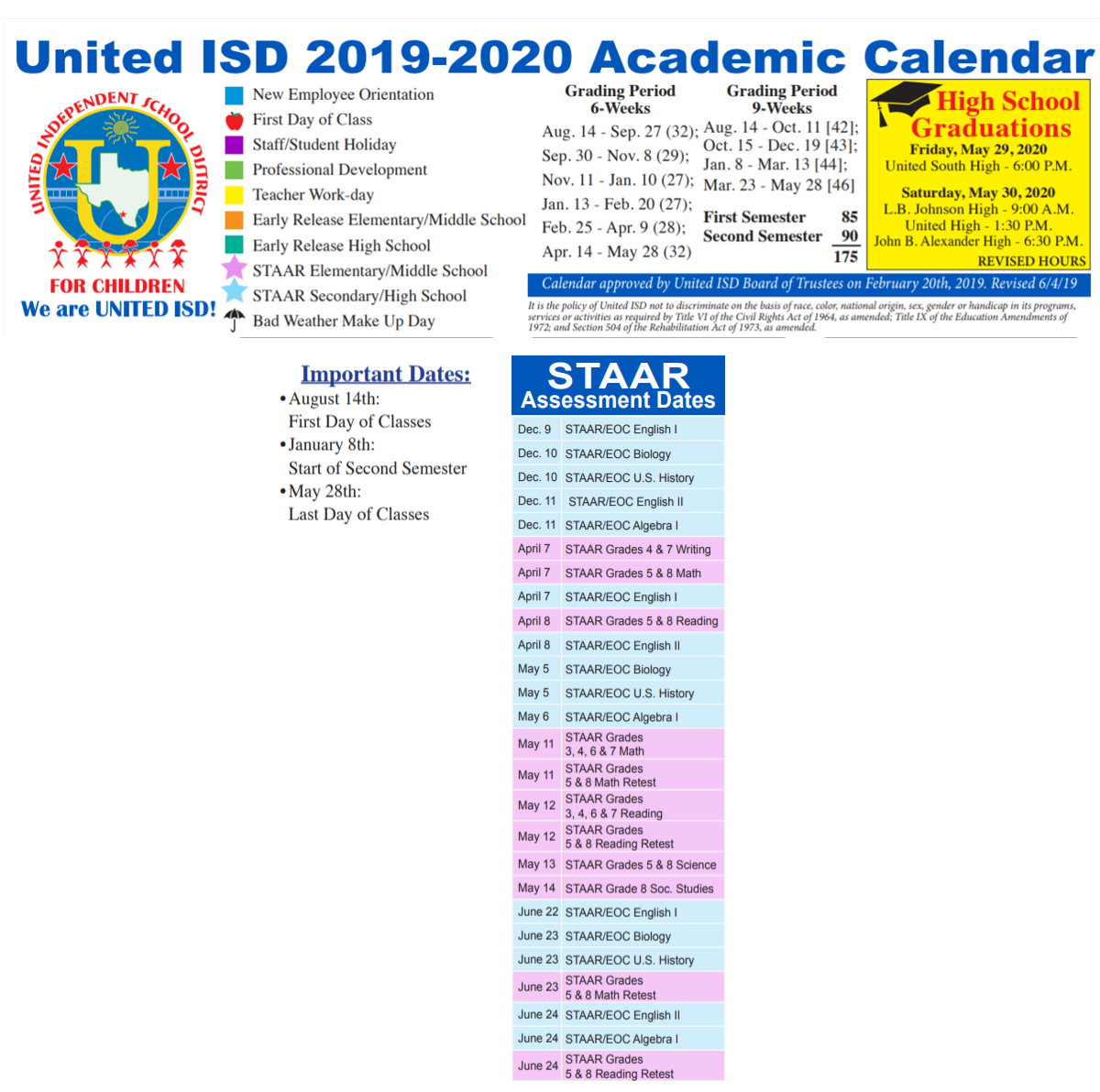 District School Academic Calendar Key for Henry Cuellar Elementary