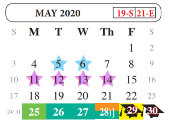 District School Academic Calendar for United Step Academy for May 2020