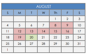 District School Academic Calendar for Doris Miller Elementary for August 2019