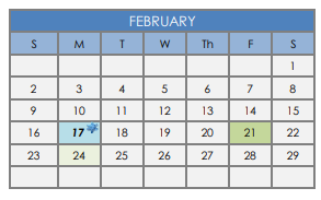 District School Academic Calendar for Lake Waco Montessori Magnet for February 2020