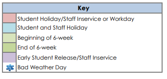District School Academic Calendar Legend for Kendrick Elementary School