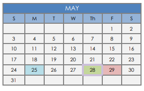 District School Academic Calendar for Lake Waco Montessori Magnet for May 2020
