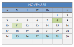 District School Academic Calendar for Trinity Lutheran Sch for November 2019