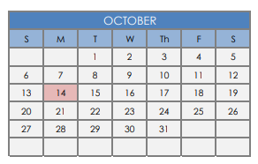 District School Academic Calendar for Cedar Ridge Elementary School for October 2019