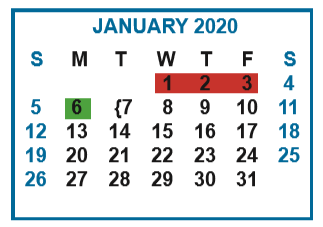 District School Academic Calendar for A N Rico Elementary for January 2020