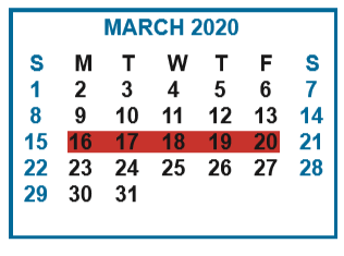 District School Academic Calendar for Garza Middle School for March 2020