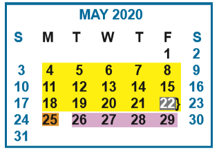 District School Academic Calendar for Central Middle School for May 2020