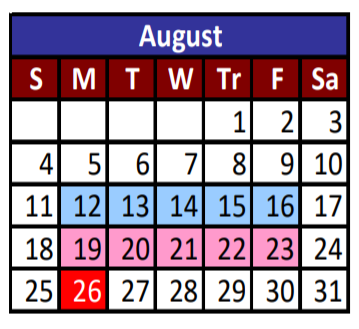 District School Academic Calendar for Hillcrest Middle School for August 2019
