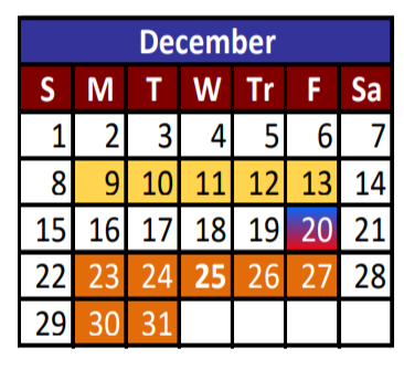 District School Academic Calendar for Cesar Chavez Academy for December 2019