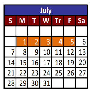 District School Academic Calendar for East Point Elementary for July 2019