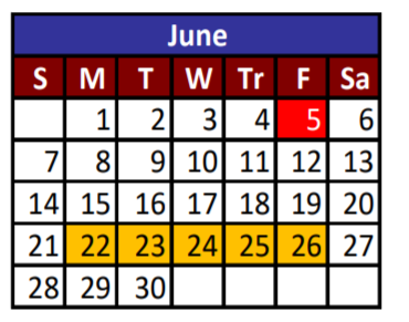 District School Academic Calendar for Riverside Middle School for June 2020