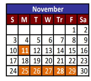 District School Academic Calendar for Cedar Grove Elementary for November 2019