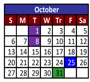 District School Academic Calendar for Riverside High School for October 2019