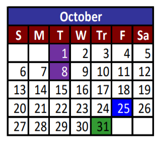 District School Academic Calendar for Cesar Chavez Middle School Jjaep for October 2019