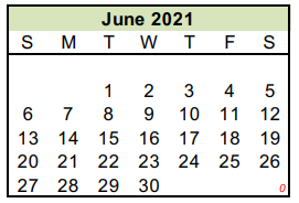 District School Academic Calendar for Reagan Elementary for June 2021