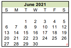 District School Academic Calendar for Reassignment Ctr for June 2021