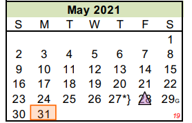 District School Academic Calendar for Madison Middle for May 2021