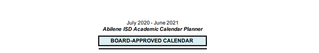District School Academic Calendar for Day Nursery Of Abilene