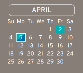 District School Academic Calendar for Eisenhower Ninth Grade School for April 2021
