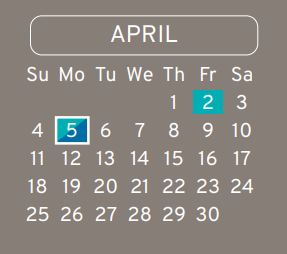 District School Academic Calendar for Stovall Middle for April 2021