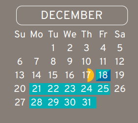 District School Academic Calendar for Teague Middle for December 2020