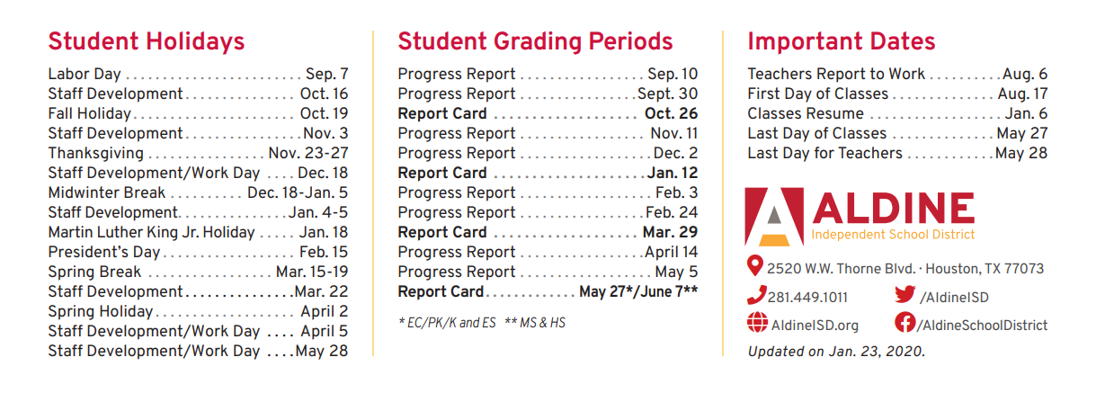 District School Academic Calendar Key for Smith Academy