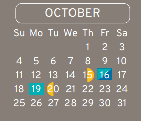District School Academic Calendar for Hall High School for October 2020