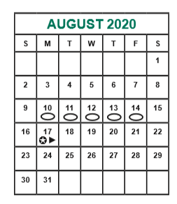 District School Academic Calendar for Alexander Elementary for August 2020