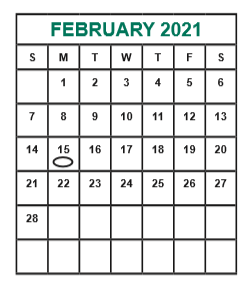 District School Academic Calendar for Holub Middle for February 2021