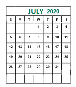 District School Academic Calendar for Alexander Elementary for July 2020