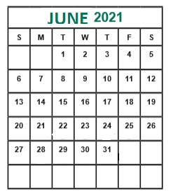 District School Academic Calendar for Albright Middle for June 2021
