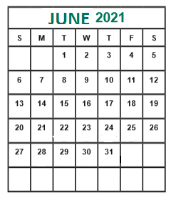 District School Academic Calendar for Cummings Elementary for June 2021