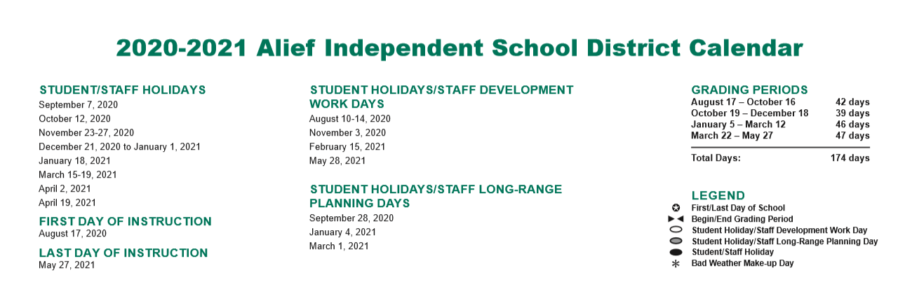 District School Academic Calendar Key for Mahanay Elementary School