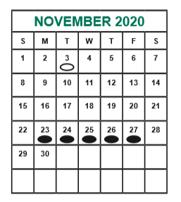 District School Academic Calendar for Martin Elementary School for November 2020