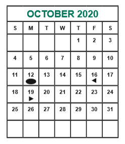 District School Academic Calendar for Hearne Elementary School for October 2020