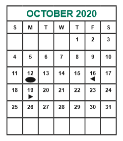 District School Academic Calendar for Hicks Elementary School for October 2020