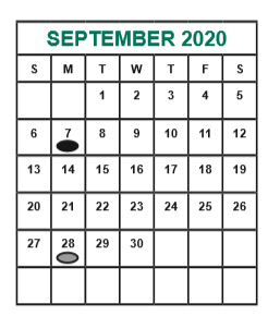 District School Academic Calendar for Best Elementary School for September 2020