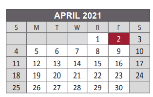 District School Academic Calendar for Rountree Elementary School for April 2021
