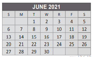 District School Academic Calendar for Marion Elementary for June 2021