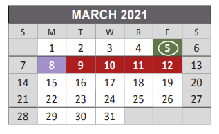 District School Academic Calendar for Rountree Elementary School for March 2021