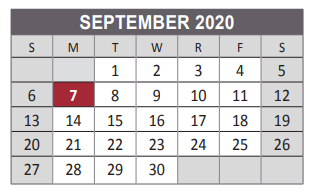 District School Academic Calendar for Lowery Freshman Center for September 2020
