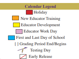 District School Academic Calendar Legend for Alvarado Alternative School