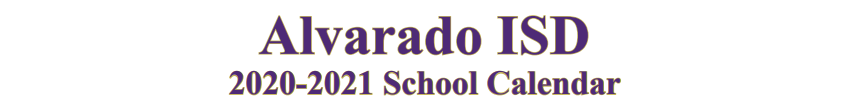 District School Academic Calendar for Alvarado J H